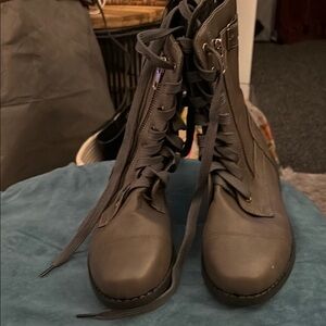 Gray Combat & Moto Boots